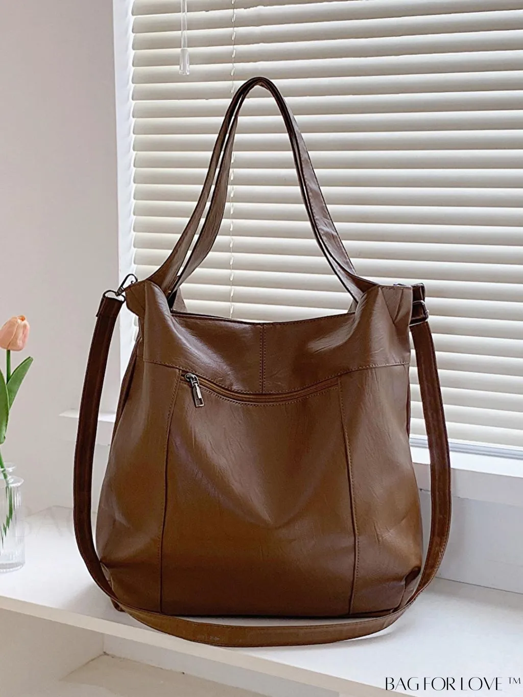 BagForLove - Chic & Spacious Faux Leather Shoulder Tote - Sleek & Stylish Design.
