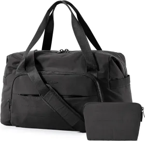 BAGSMART Travel Duffle Bag, Weekender Bags for Women Large Carry on Overnight Bag, Gym Bag with Trolley Sleeve, Personal Item Travel Bag Workout Dance Bag, Black