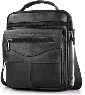 BAGZY Leather Shoulder Bag for Mens Handbag Crossbody Bag Large Sling Bags for 11 inch IPad Travel Business Messenger Bag
