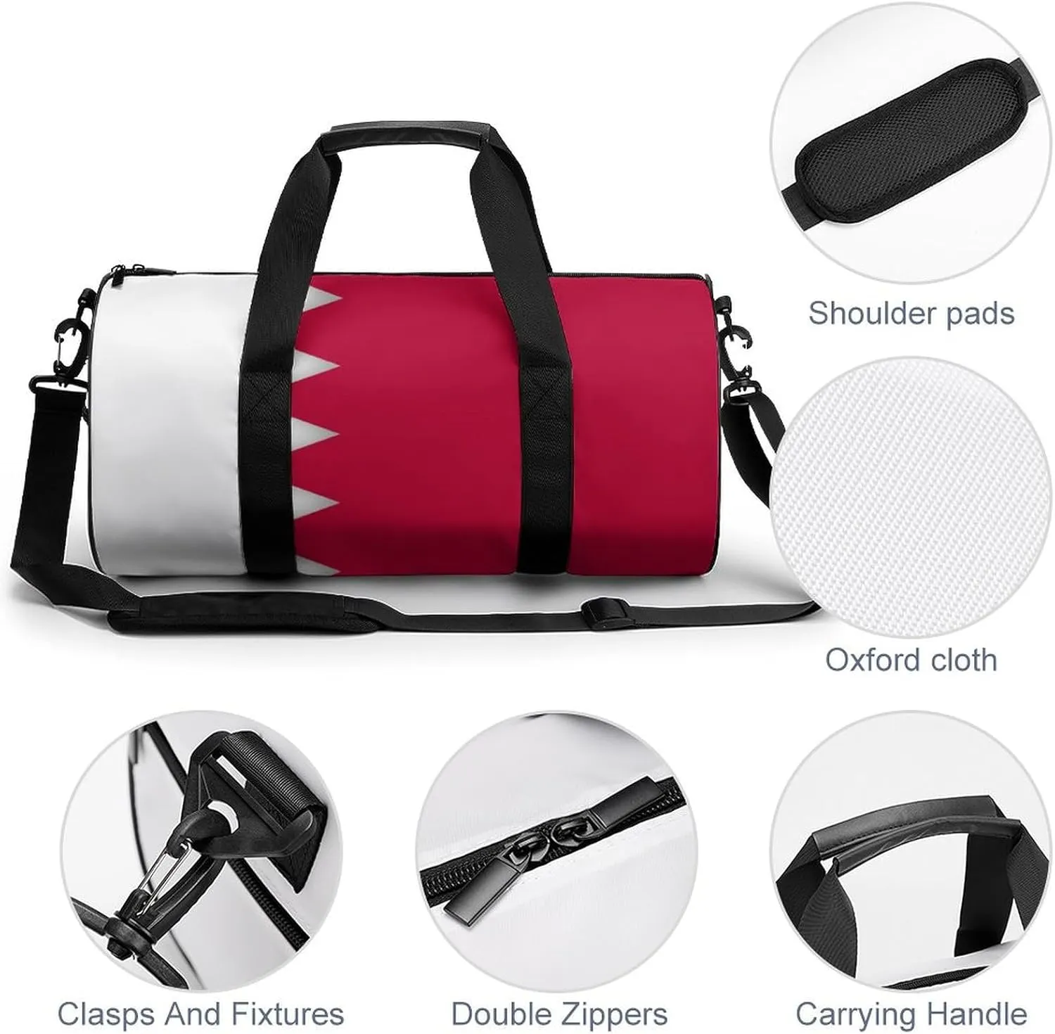 Bahrain Flag Gym Duffel Bag with Wet Pocket for Men Women Sports Overnight Tote