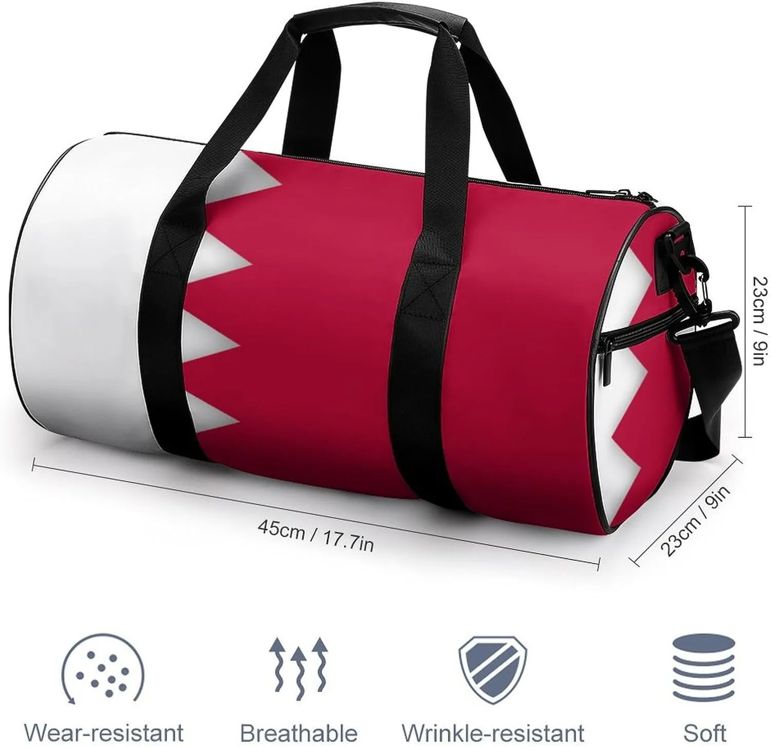 Bahrain Flag Gym Duffel Bag with Wet Pocket for Men Women Sports Overnight Tote