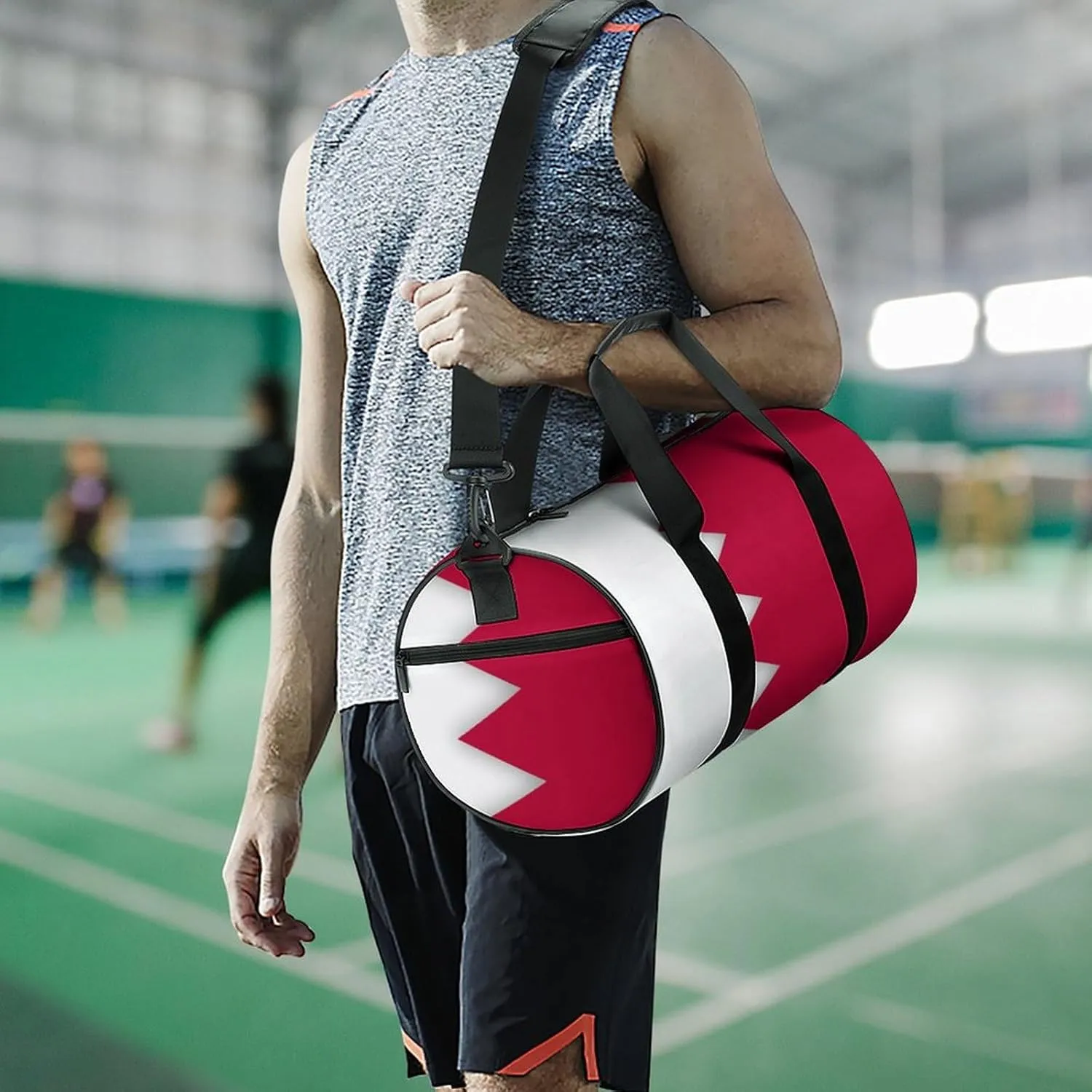 Bahrain Flag Gym Duffel Bag with Wet Pocket for Men Women Sports Overnight Tote