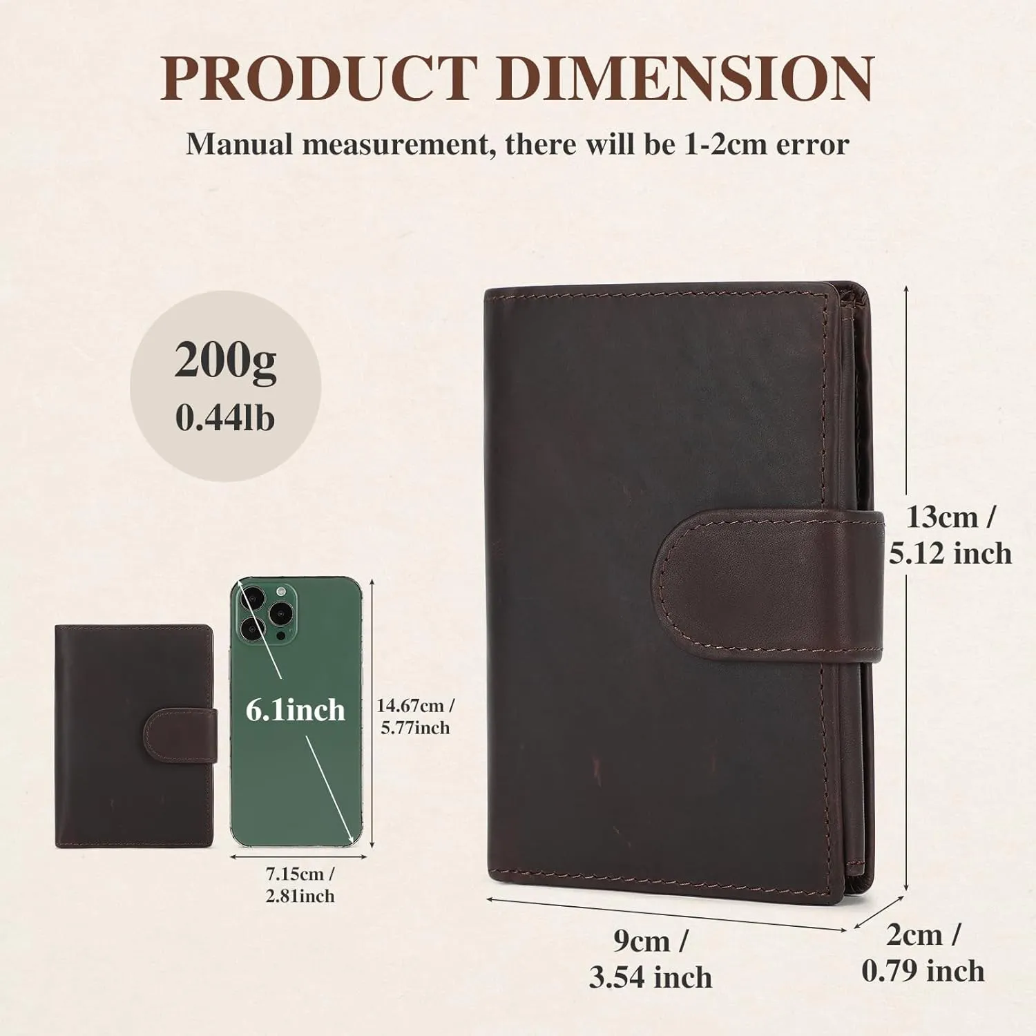 BAIGIO Genuine Leather Wallets for Men Trifold Wallet Card Holder Men Wallet RFID Blocking Coin Pocket