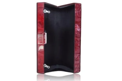 Baroque Burgundy Diamond Lucite Clutch
