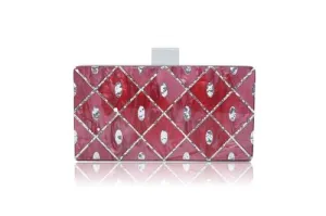 Baroque Burgundy Diamond Lucite Clutch