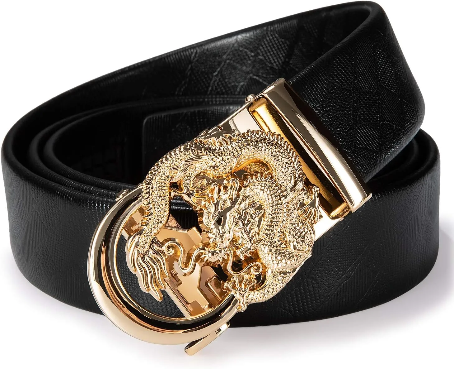 Barry.Wang Mens Ratchet Belt,Genuine Leather Belts 1 3/8" Automatic Buckle Carnival Dress Casual,Trim To Fit