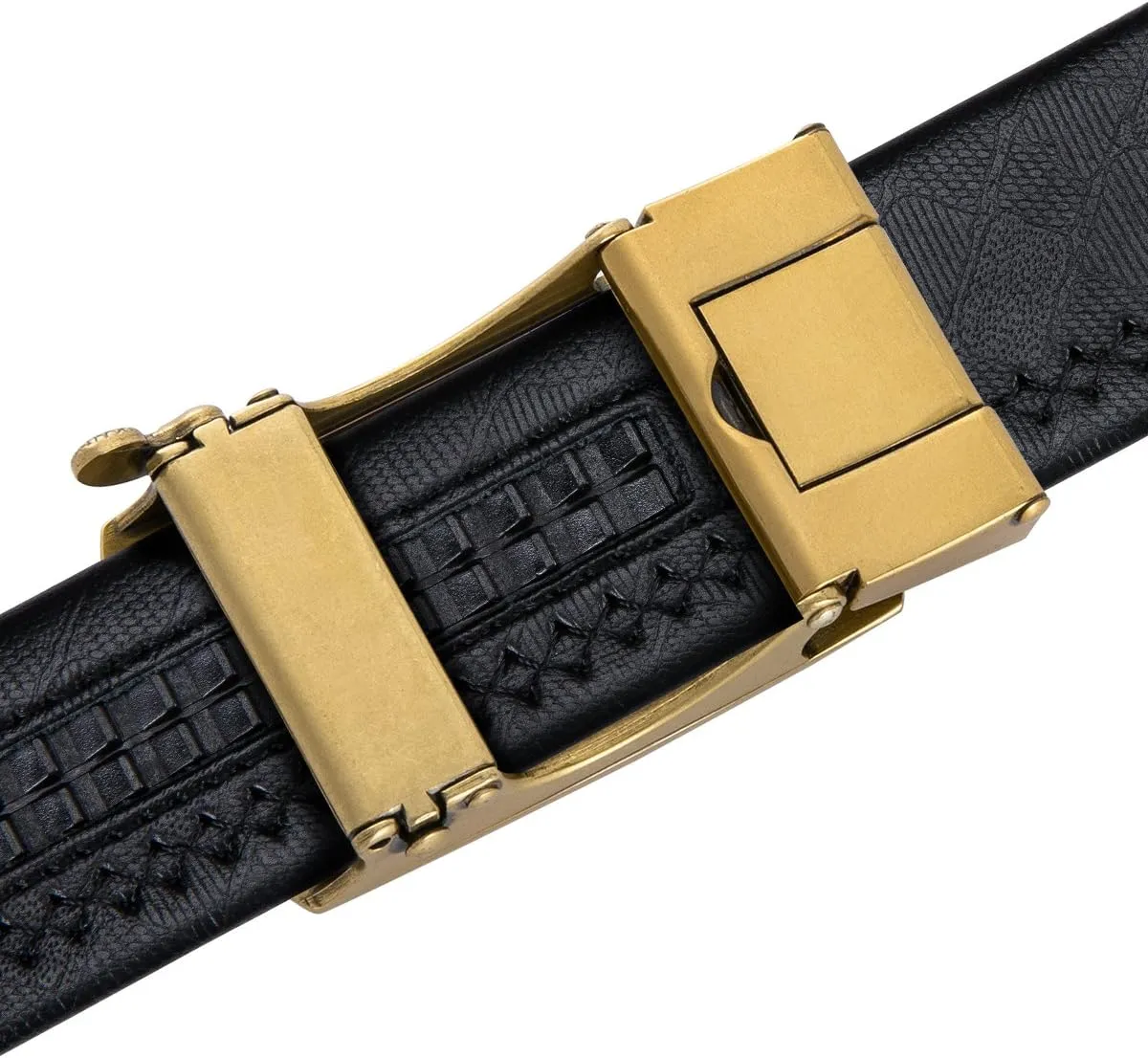 Barry.Wang Mens Ratchet Belt,Genuine Leather Belts 1 3/8" Automatic Buckle Carnival Dress Casual,Trim To Fit