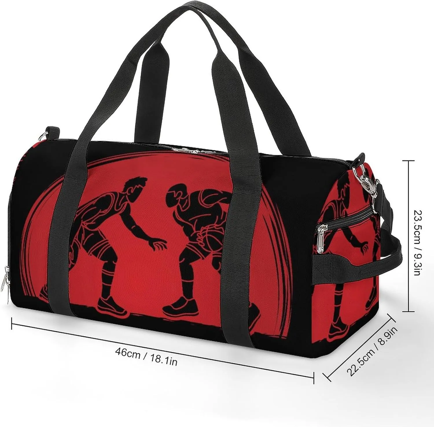 Basketball Male Player Action Cartoon Sports Tote Gym Bag for Women Men, Overnight Bag with Shoe Compartment Water Resistant