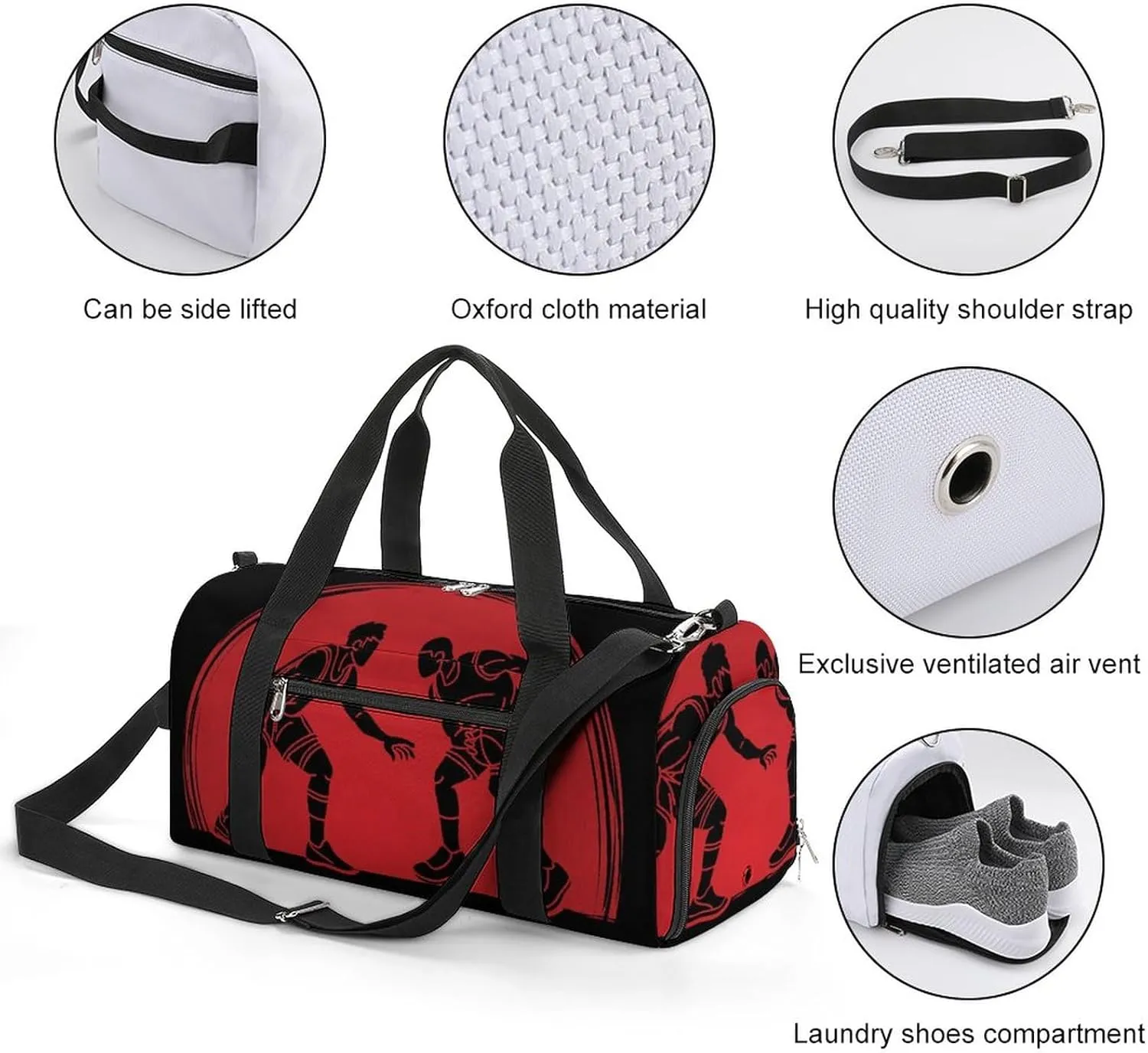 Basketball Male Player Action Cartoon Sports Tote Gym Bag for Women Men, Overnight Bag with Shoe Compartment Water Resistant