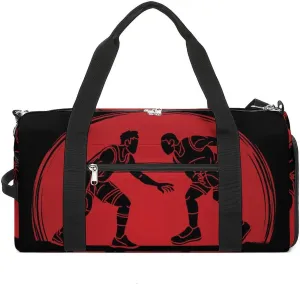Basketball Male Player Action Cartoon Sports Tote Gym Bag for Women Men, Overnight Bag with Shoe Compartment Water Resistant