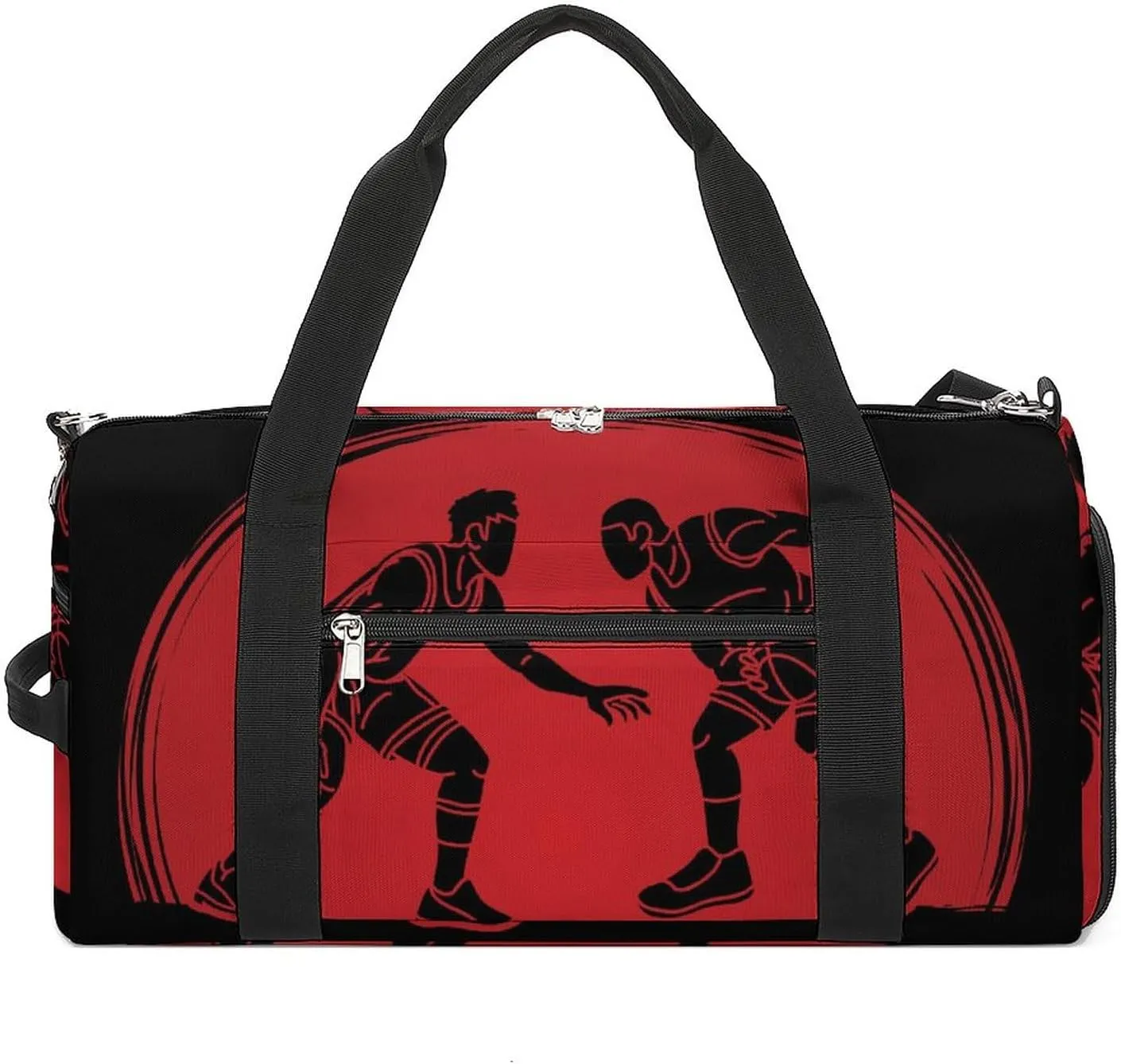 Basketball Male Player Action Cartoon Sports Tote Gym Bag for Women Men, Overnight Bag with Shoe Compartment Water Resistant