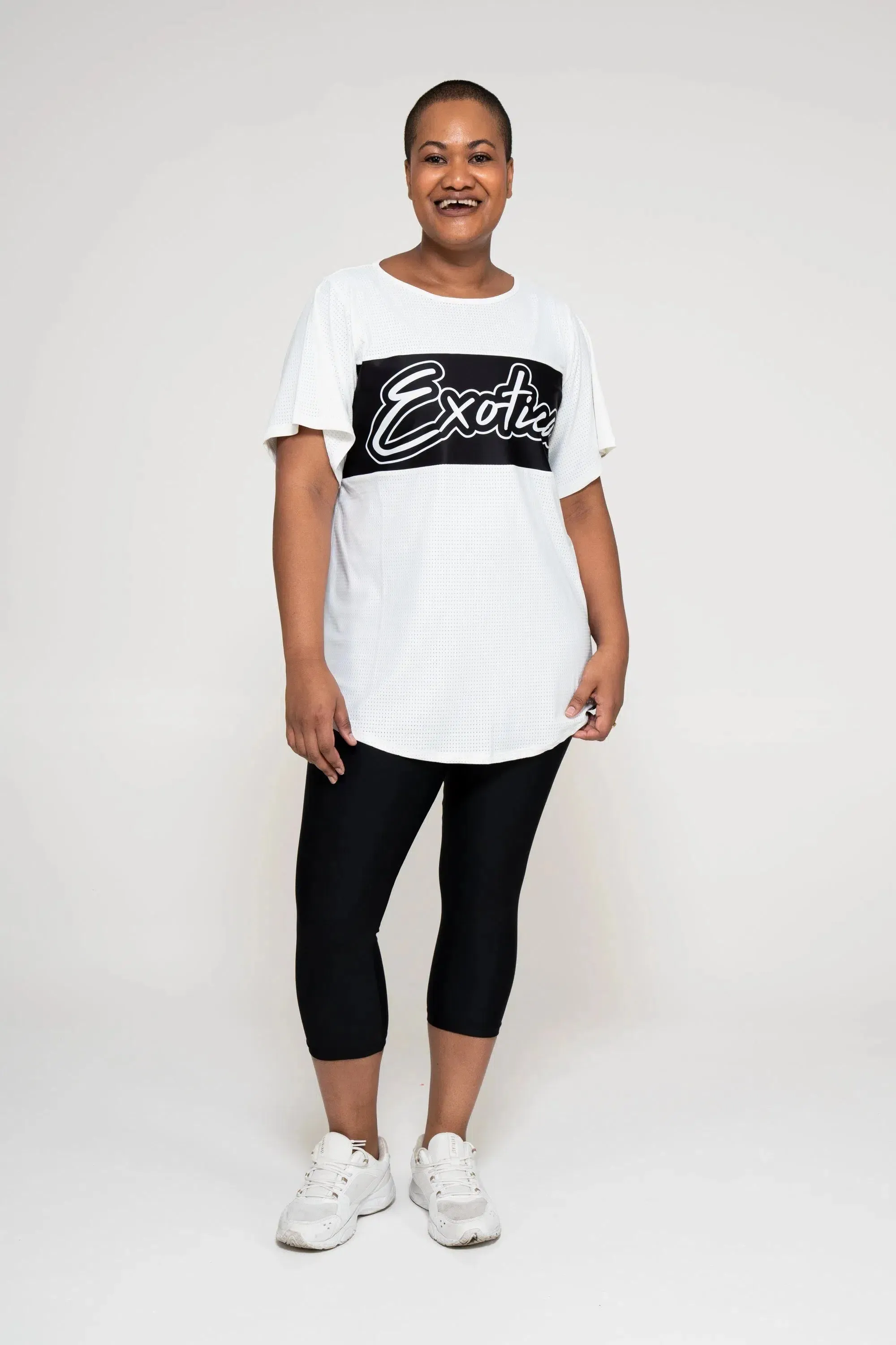 Bball Mesh Exotica Boyfriend Tee - White