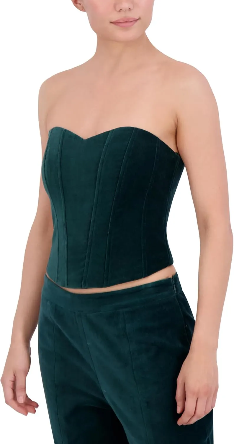 BCBGMAXAZRIA Women's Strapless Sweetheart Neck Velvet Top