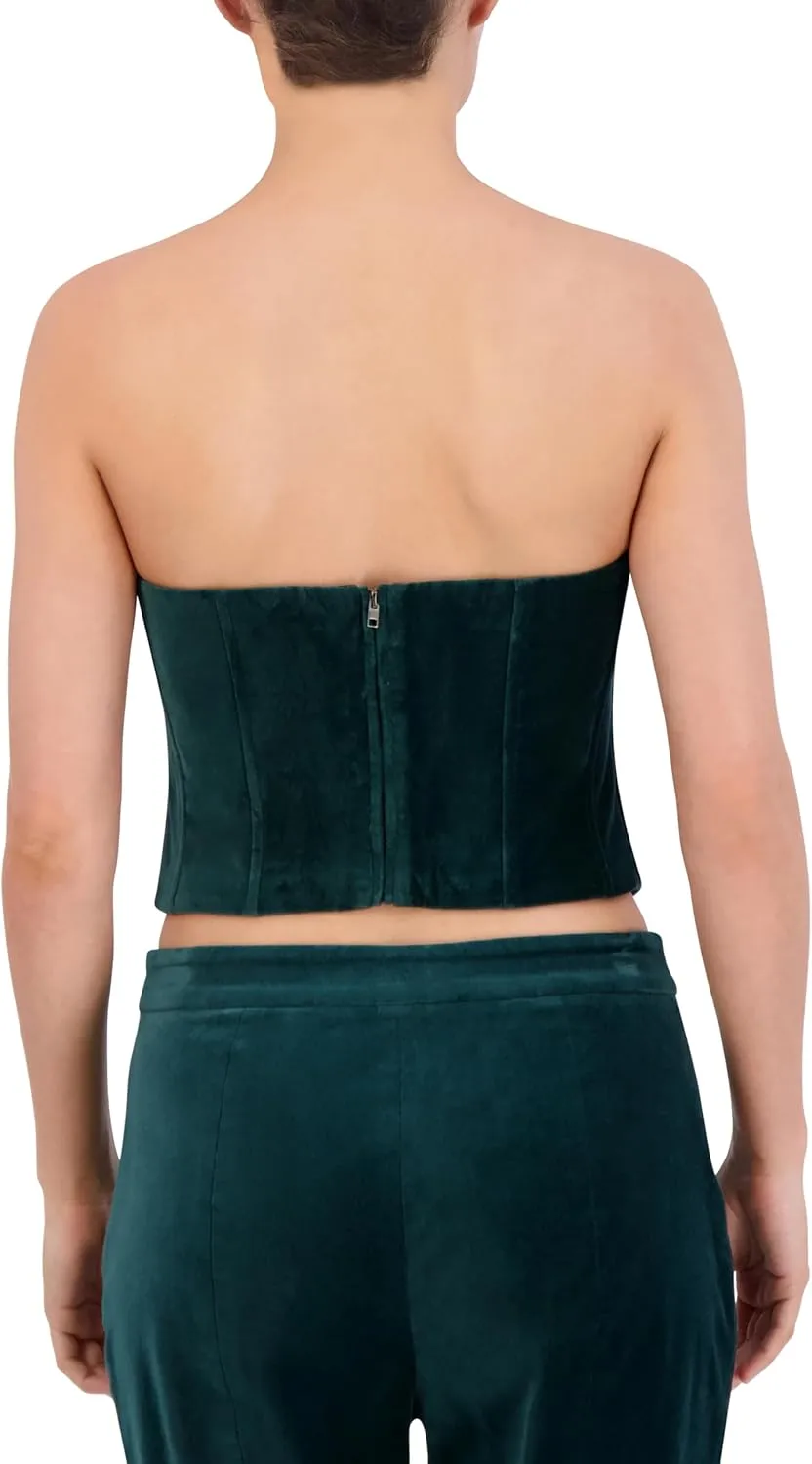 BCBGMAXAZRIA Women's Strapless Sweetheart Neck Velvet Top