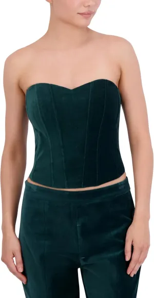 BCBGMAXAZRIA Women's Strapless Sweetheart Neck Velvet Top