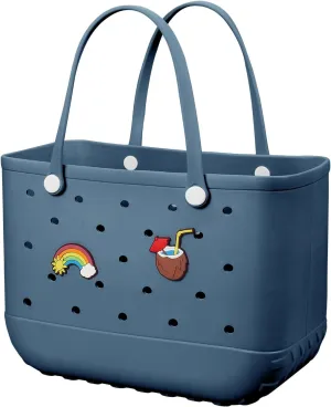 Beach Bag Rubber Tote Bag - Waterproof Travel Bag for Women Washable Tote Bag Handbag for Sports Beach Market Pool