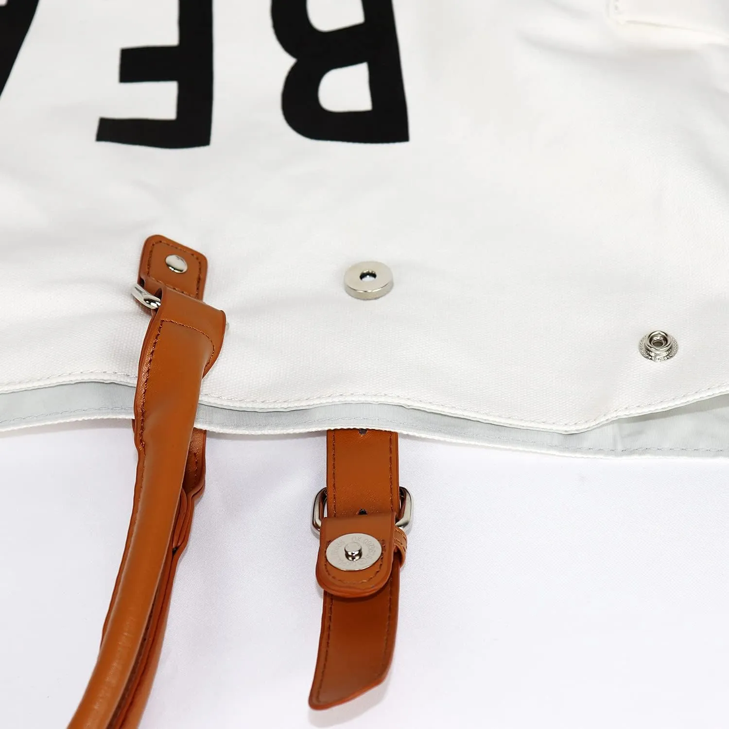 Beach Bag with Vegan Leather Handle, Extra Large Beach Bag for Women Waterproof Sandproof, White
