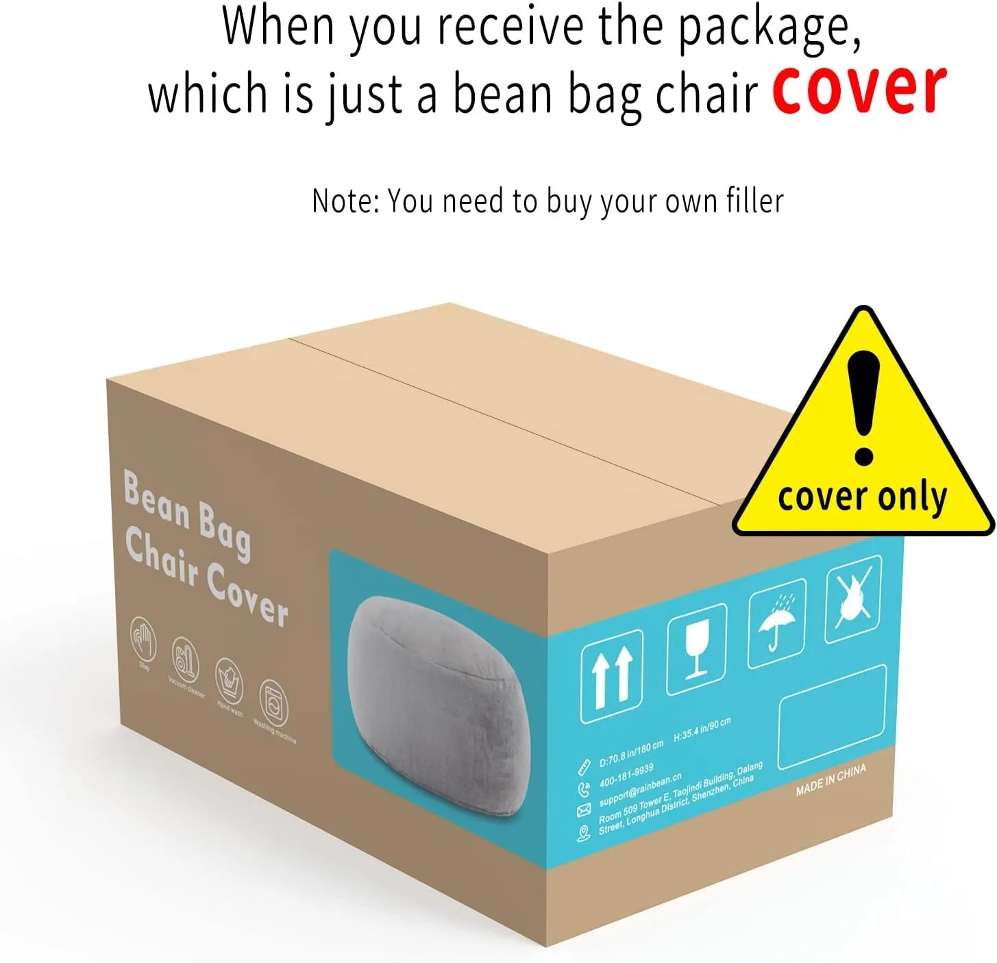 Bean Bag Chair Cover Without Filler,Big Round Soft Fluffy PV Velvet Washable Bean Bag Lazy Sofa Bed Cover for Adults,Living Room Bedroom Furniture Outside,6ft black(No Filler)