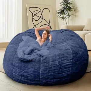 Bean Bag Chair for Adults Kids Without Filling Comfy Oversized Round Beanbag Chair for Stuffed Animal Storage Bedroom Living Room Chairs, 6FT, Blue