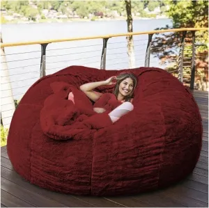 Bean Bag,Giant Fur Bean Bag Chair Cover for Adults Kids (Without Filling)Comfy Fluffy Giant Round Beanbag Lazy Sofa Cover for Reading Chair Floor Chair Lazy Sofa Bed Cover Soft Fluffy Faux BeanBag