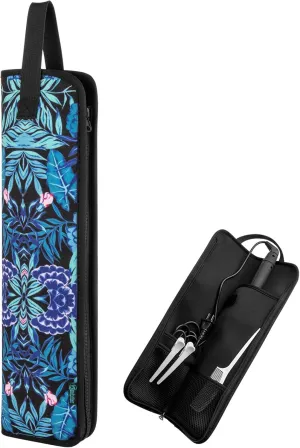 Beautyflier Universal Curling Iron Travel Case, Heat-Resistant, Canvas, Blue Flower