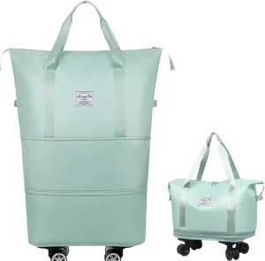 Beente Travel Bag with Wheels - 2025 New Large Capacity Travel Bag, Equipped with Detachable Universal Wheels, The Foldable Carry-On Luggage Bags is Suitable for Trips, (Green)