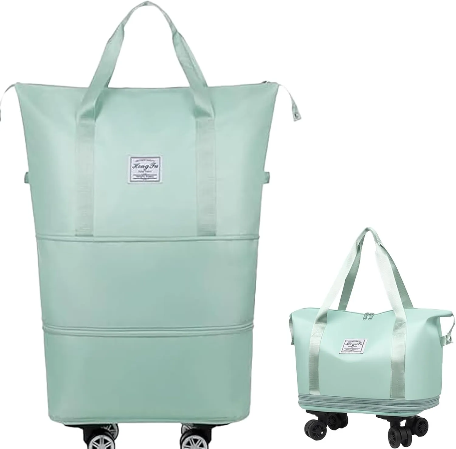 Beente Travel Bag with Wheels - 2025 New Large Capacity Travel Bag, Equipped with Detachable Universal Wheels, The Foldable Carry-On Luggage Bags is Suitable for Trips, (Green)