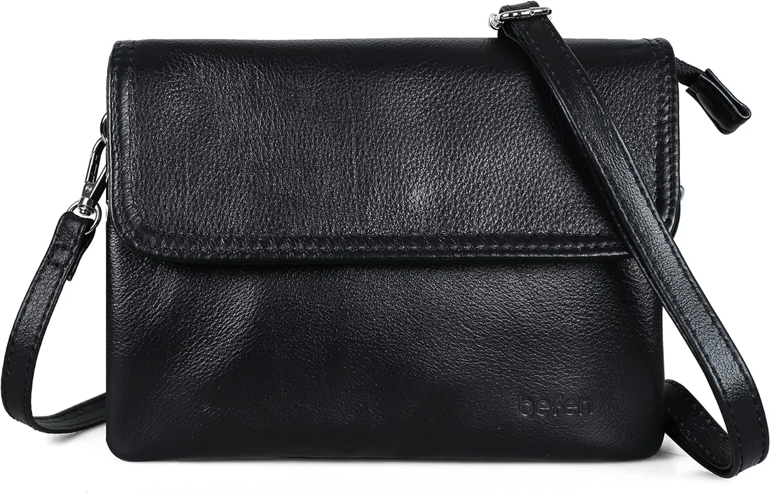 befen Genuine Leather Small Crossbody Bags for Women Cell Phone Bag Cross Body Purses,Silver Zipper