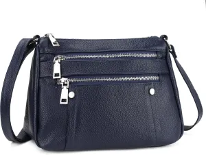 befen Genuine Leather Small Crossbody Bags Purses for Women Pocketbooks Shoulder Bag Satchel Purse with Multi Zipper Pockets