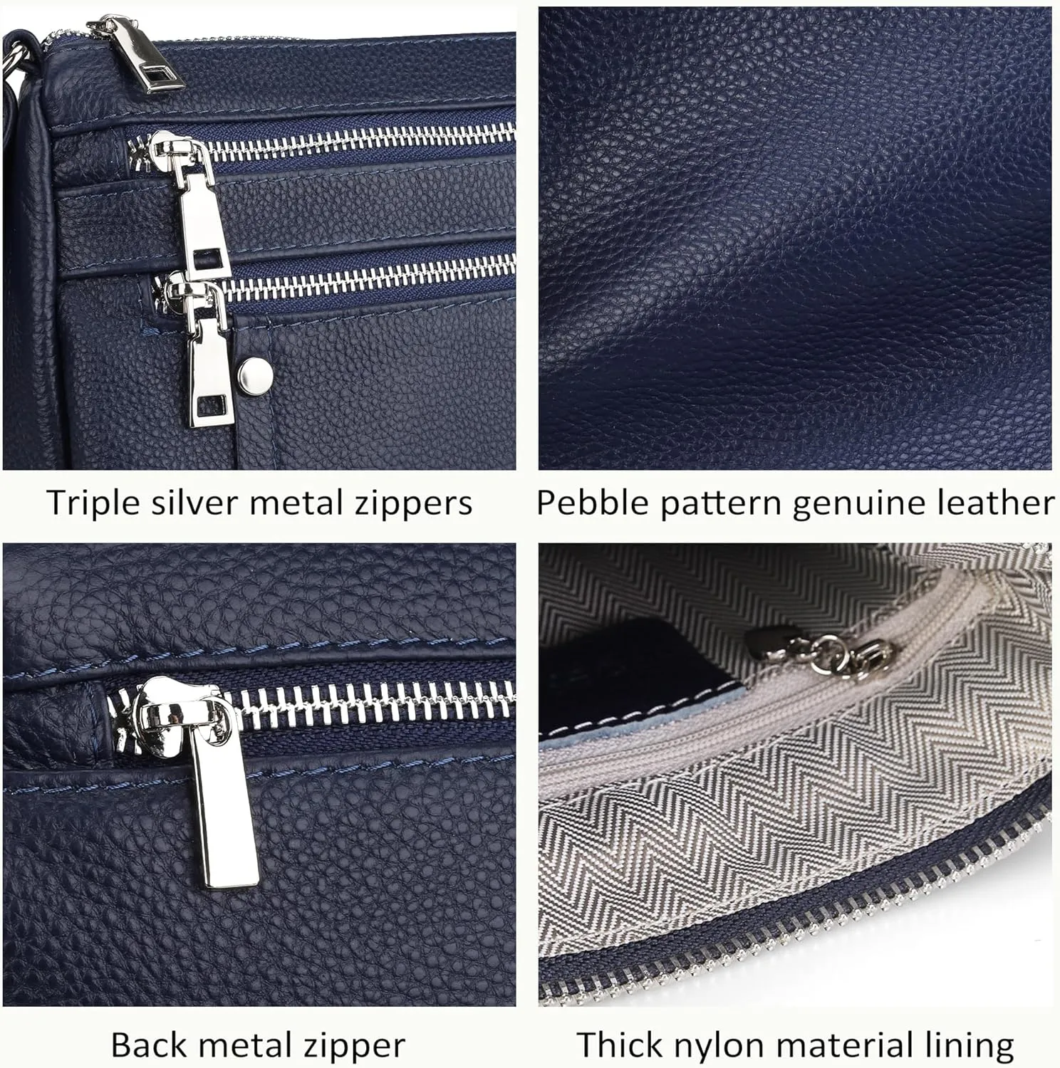 befen Genuine Leather Small Crossbody Bags Purses for Women Pocketbooks Shoulder Bag Satchel Purse with Multi Zipper Pockets