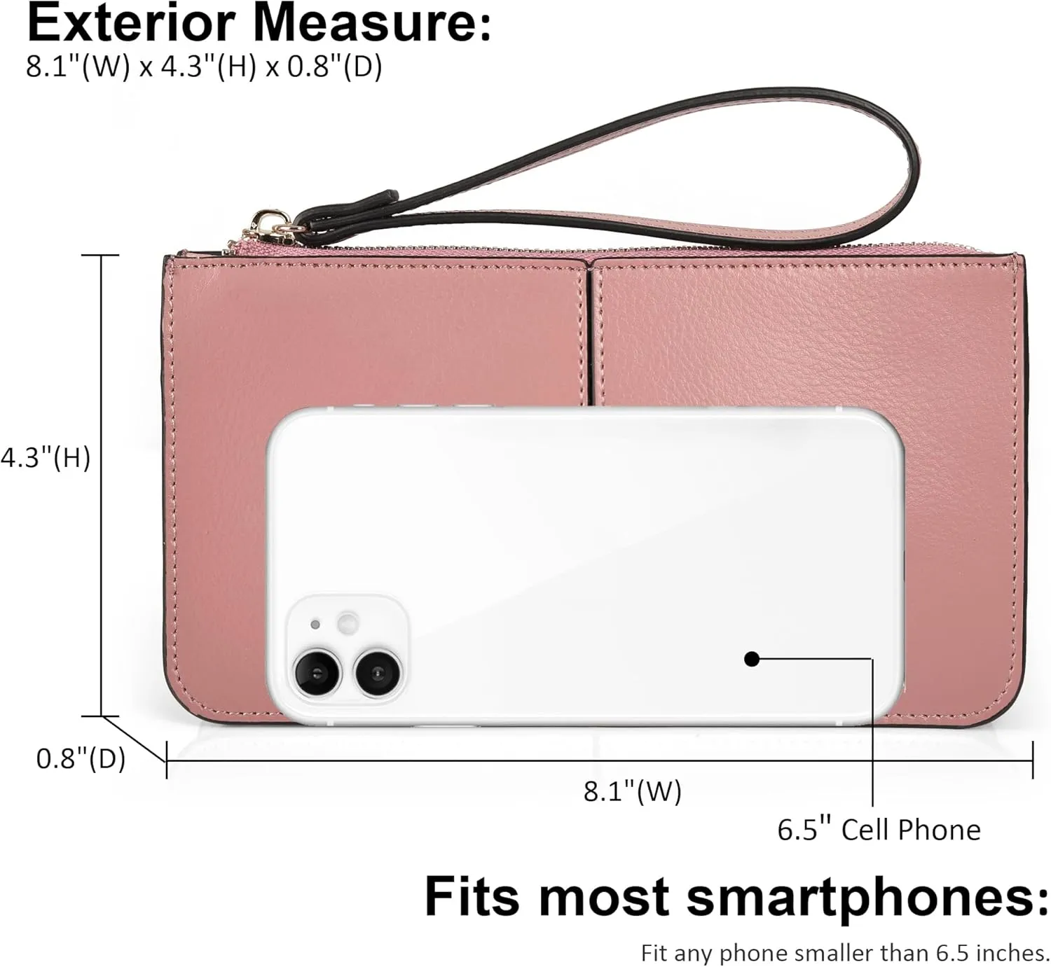 befen Genuine Leather Wristlet Clutch for Women Ultra-Slim Ladies Credit Card Holder Wallet Purses with RFID Protection