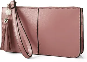 befen Genuine Leather Wristlet Clutch for Women Ultra-Slim Ladies Credit Card Holder Wallet Purses with RFID Protection