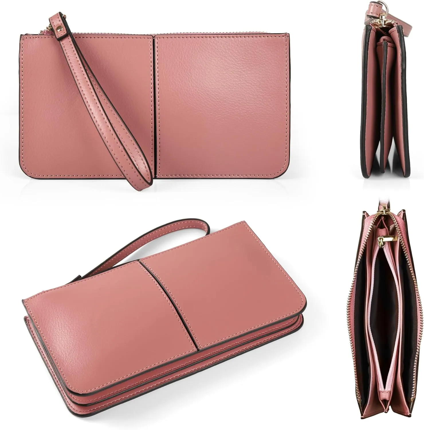 befen Genuine Leather Wristlet Clutch for Women Ultra-Slim Ladies Credit Card Holder Wallet Purses with RFID Protection