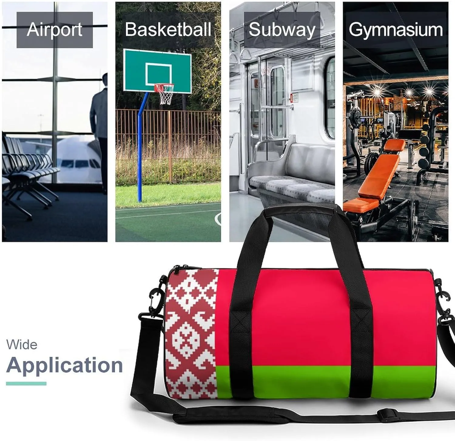 Belarus Flag Waterproof Gym Bag with Dry Wet Separation for Men Women Sports Travel Weekender
