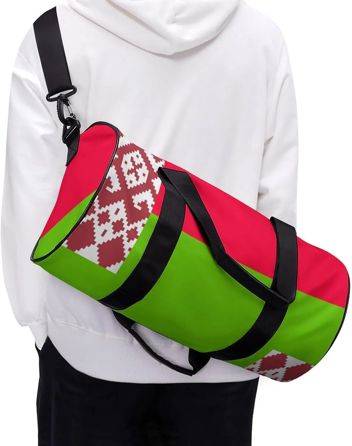 Belarus Flag Waterproof Gym Bag with Dry Wet Separation for Men Women Sports Travel Weekender