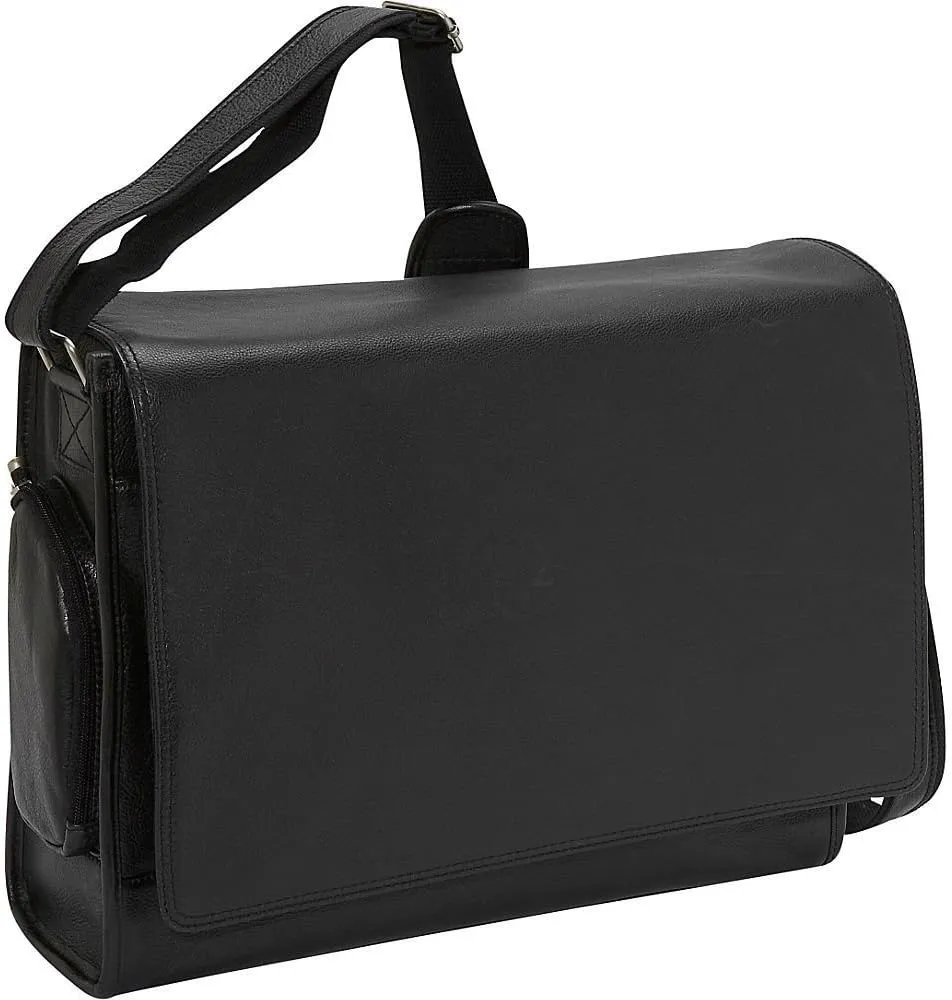 Bellino Cancun Computer Sling Messanger Bag, Leather, Black