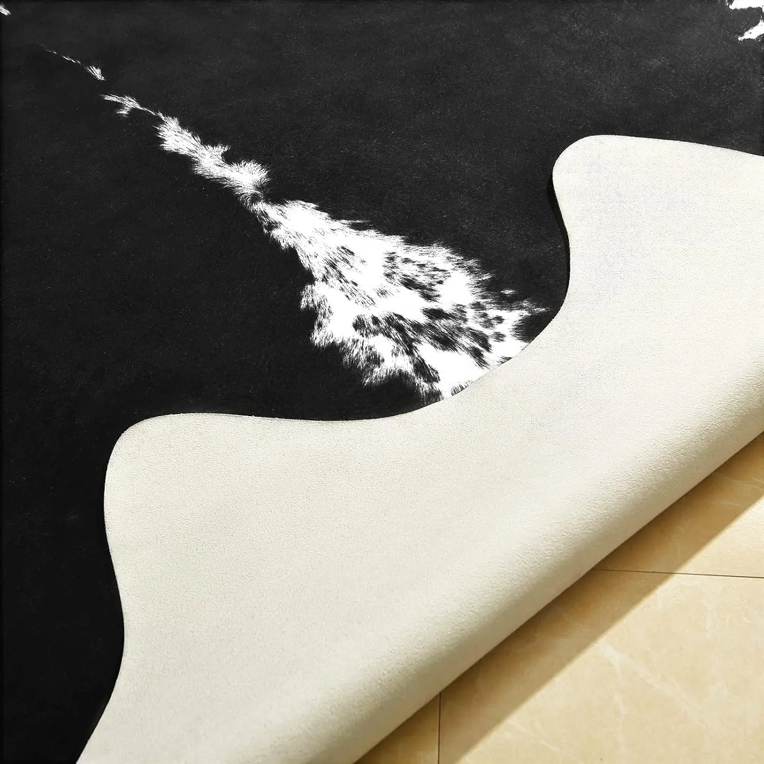BENRON Small Cowhide Rug Black Area Rug Door Mat 2.3x3.6ft Western Rug Faux Animal Hide Rug Premium Rugs for Bedroom Entryway Kitchen Hallyway