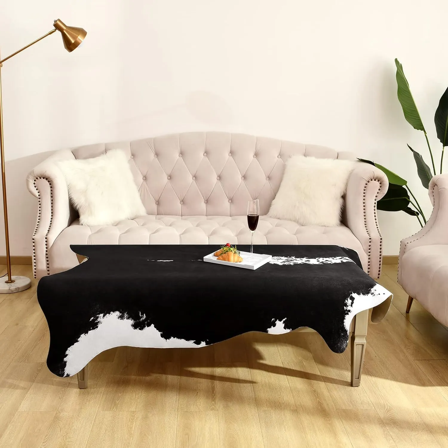 BENRON Small Cowhide Rug Black Area Rug Door Mat 2.3x3.6ft Western Rug Faux Animal Hide Rug Premium Rugs for Bedroom Entryway Kitchen Hallyway