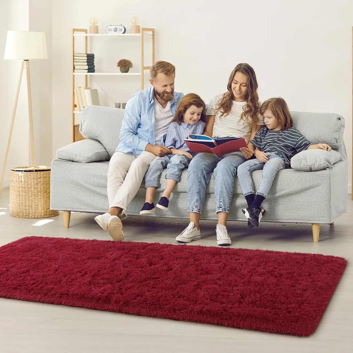BENRON Soft Runner Rug 2x6 Hallway Runners Non Slip Runner Rugs for Entryway Kitchen Bedroom Dorm Fluffy Throw Rugs for Kids Teens Thickened Memory-Foam Rug Home Decor, Wine Red