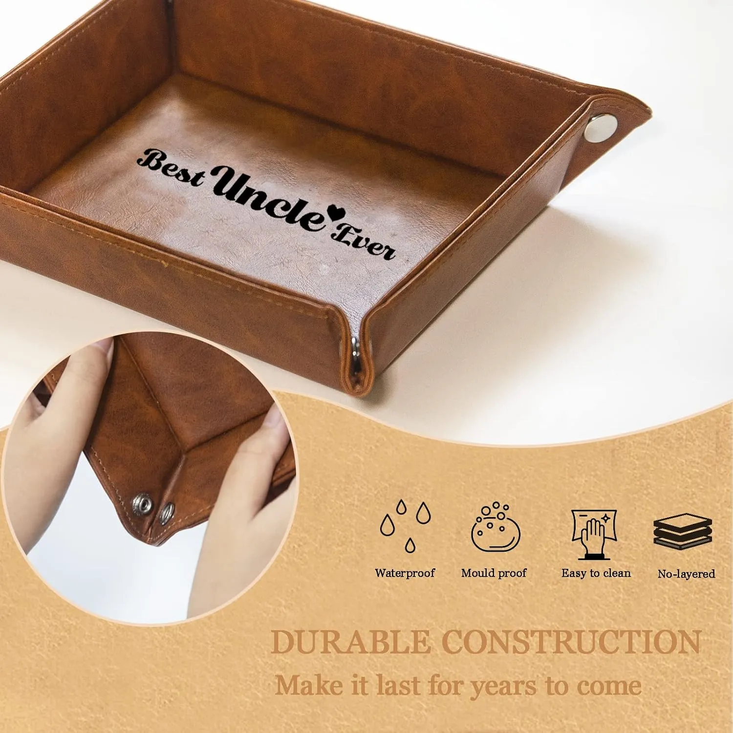 Best Uncle Ever Gifts for Uncle from Niece Nephew, Birthday Gifts for Uncle, Leather Valet Tray and Keychain