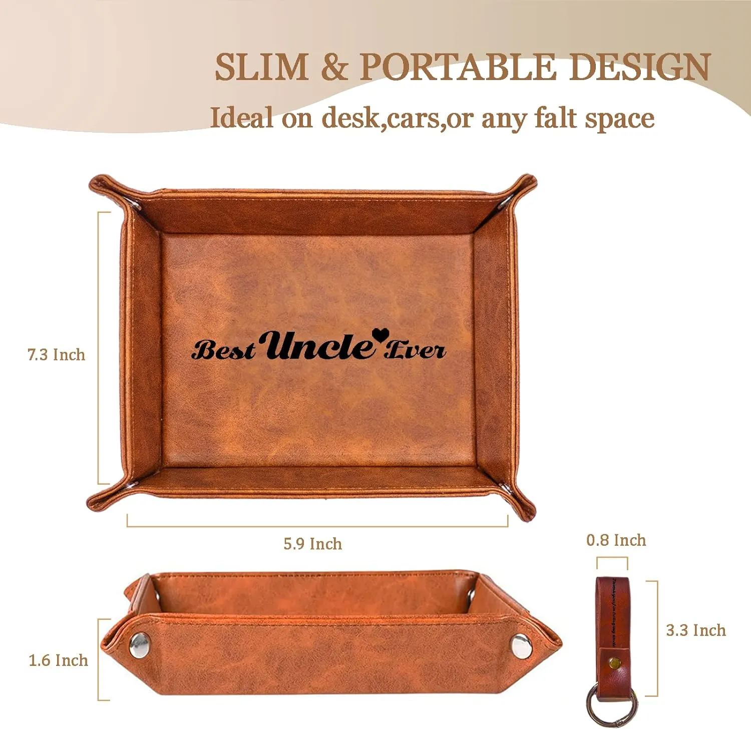 Best Uncle Ever Gifts for Uncle from Niece Nephew, Birthday Gifts for Uncle, Leather Valet Tray and Keychain