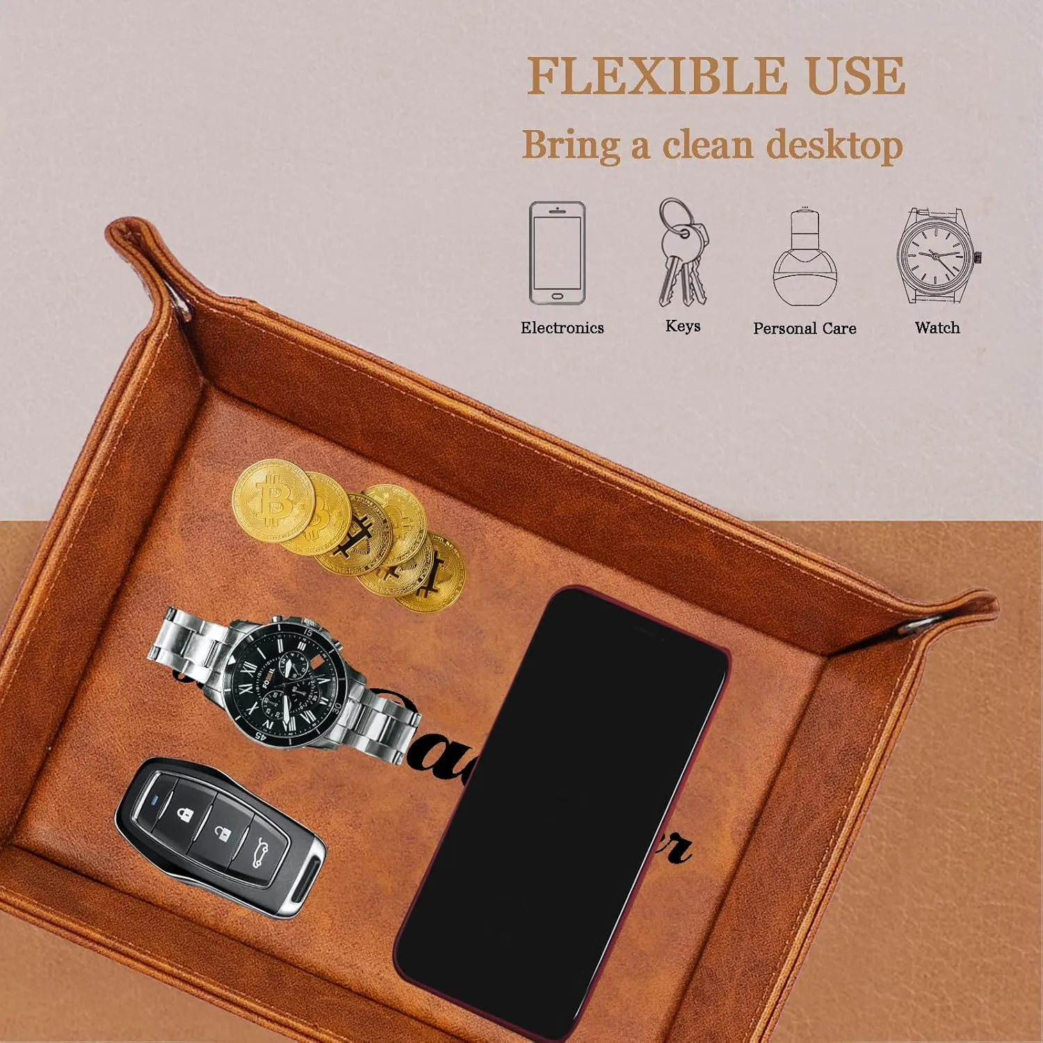 Best Uncle Ever Gifts for Uncle from Niece Nephew, Birthday Gifts for Uncle, Leather Valet Tray and Keychain