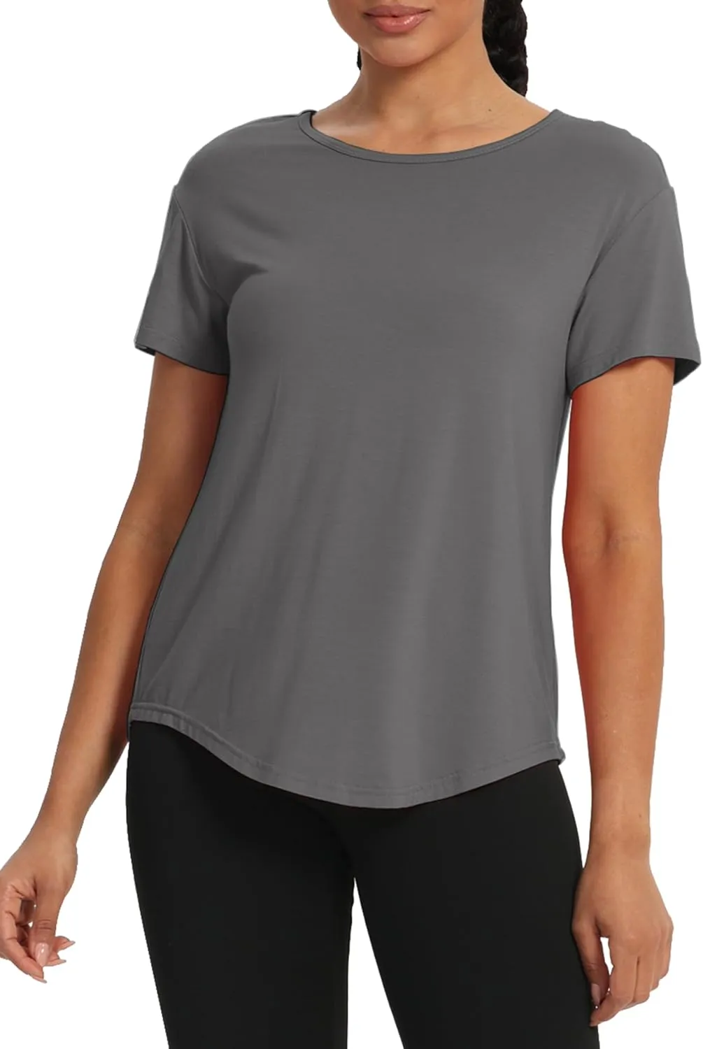 Bestisun Women Short Sleeve Workout Athletic Shirts Tie Back Sports Gym Tops Mesh Yoga Clothes