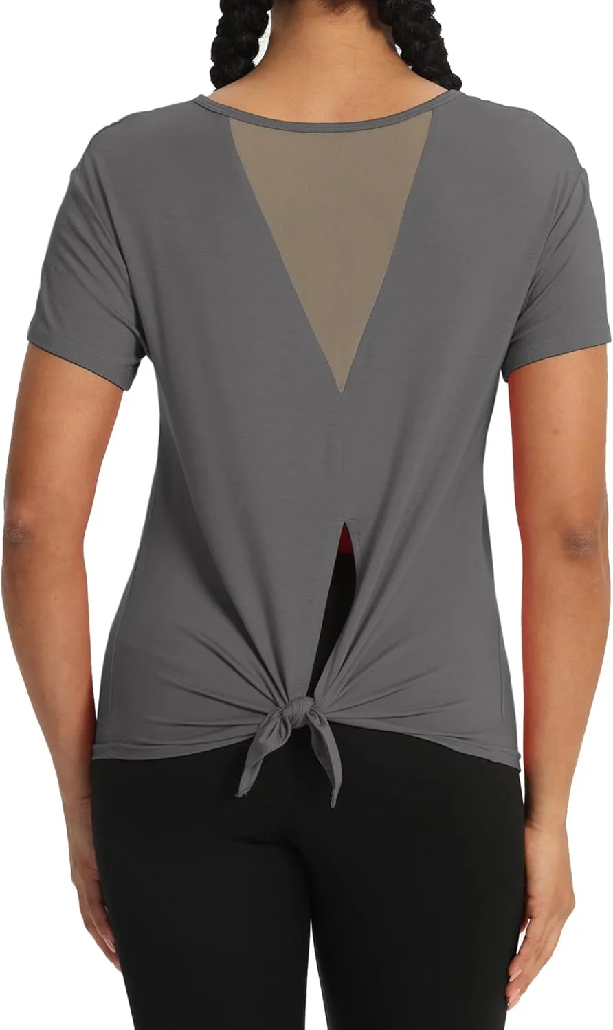 Bestisun Women Short Sleeve Workout Athletic Shirts Tie Back Sports Gym Tops Mesh Yoga Clothes