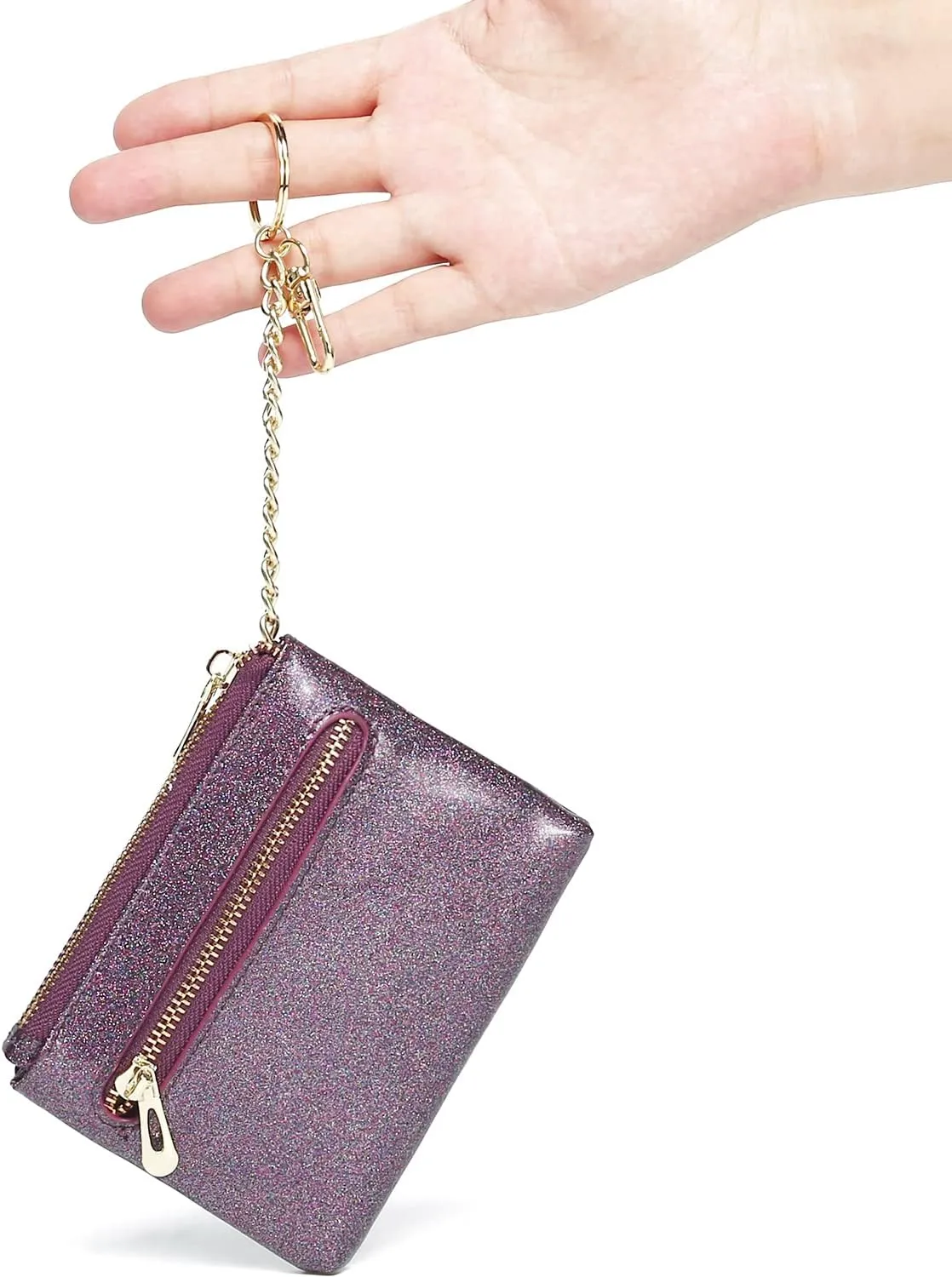 Beurlike Womens RFID Coin Purse Change Wallet Small Leather Card Holder Keychain