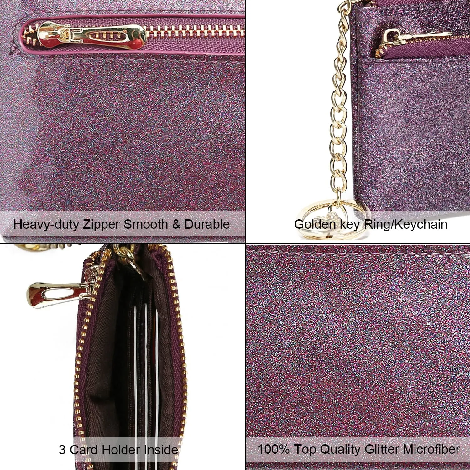 Beurlike Womens RFID Coin Purse Change Wallet Small Leather Card Holder Keychain