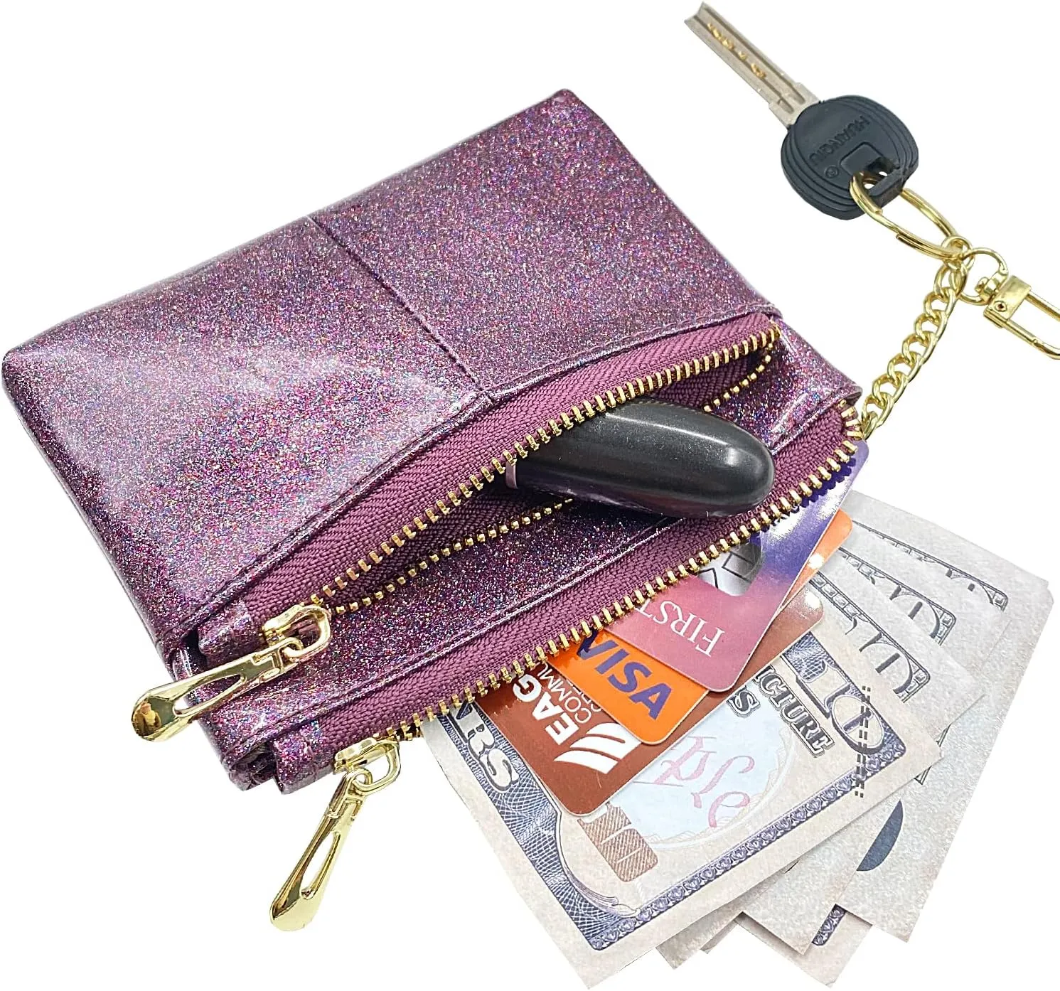 Beurlike Womens RFID Coin Purse Change Wallet Small Leather Card Holder Keychain