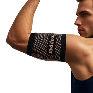 Bicep Compression Sleeve,Bicep Brace 1 Pair,Copper Infused Arm Support for Weightlifting,Muscle Recovery, Pain Relief,Upper Arm Brace for Men and Women (Gold-Black, Large)