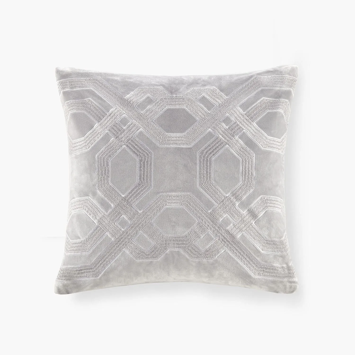 Biron Normal Pillow, 18x18, Silver Embroidery Square