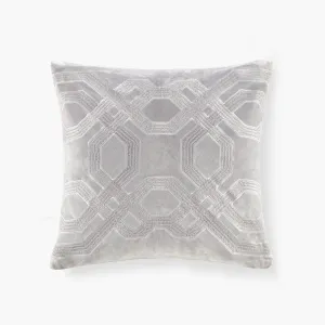 Biron Normal Pillow, 18x18, Silver Embroidery Square